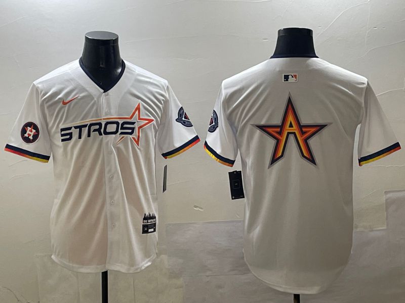 Men Houston Astros Blank White Three generations Joint Name 2025 Nike MLB Jersey style 6->houston astros->MLB Jersey